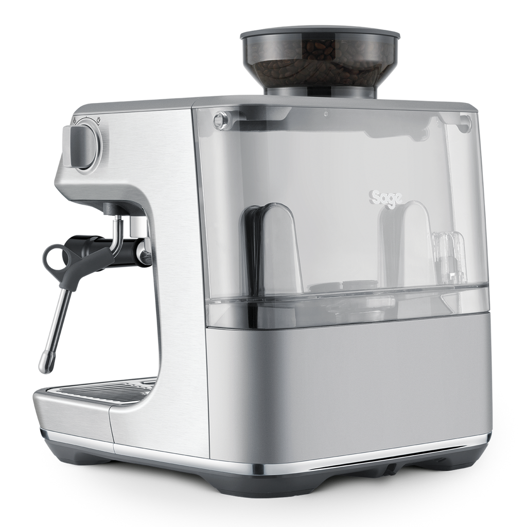 Sage Silver espresso machine on a white background